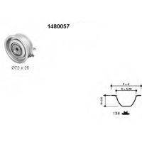 Courroie crantée avec 1 galet tendeur