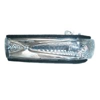 Capuchon de clignotant gauche blanc dans le rétroviseur