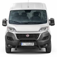 Barre de protection avant STEELER Classic avec kit de montage, revêtement par poudre noir