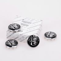Cache moyeu de roue logo Alfa Romeo noir et blanc lot de 4