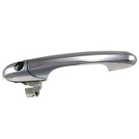 Poignée de porte chrome droite sans cylindre avec trou pour cylindre
