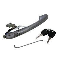 Poignée de porte chromée à droite avec cylindre